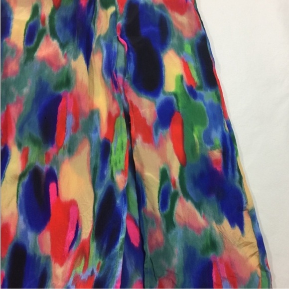 Anthropologie Maeve Aloisia Watercolor Print Silk Maxi Dress Size 0 - Picture 4 of 5